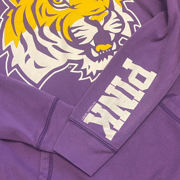 PINK Victoria's Secret Purple Hoodie LSU Tiger Graphic. Geaux Tigers Back Hit Sm - Picture 7 of 13
